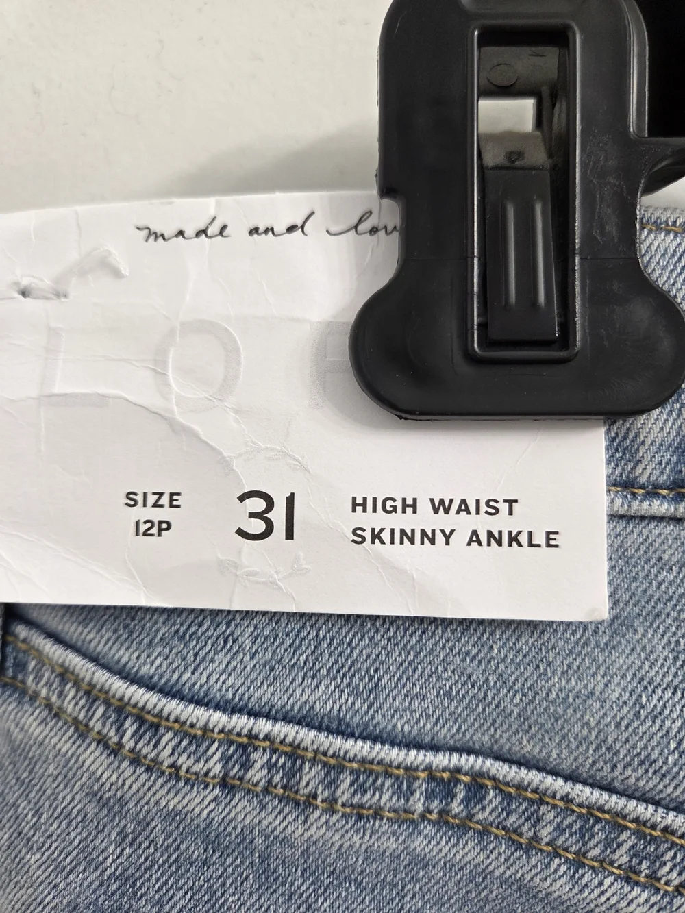 LOFT High Waist Skinny Ankle Light Wash Distressed Jeans